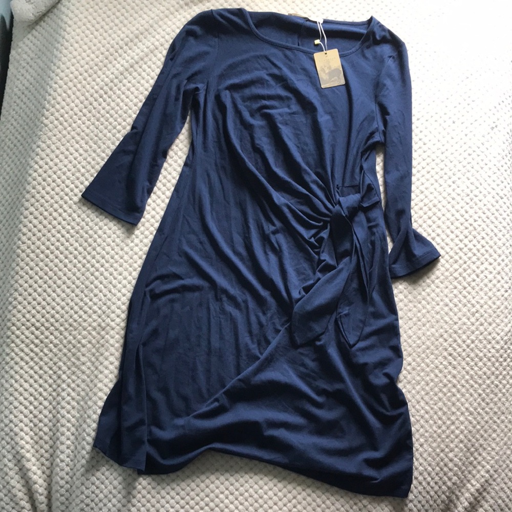 Peruvian Connection Amelle Elegant Midnight blue Dress Brand New SWT Size Med.